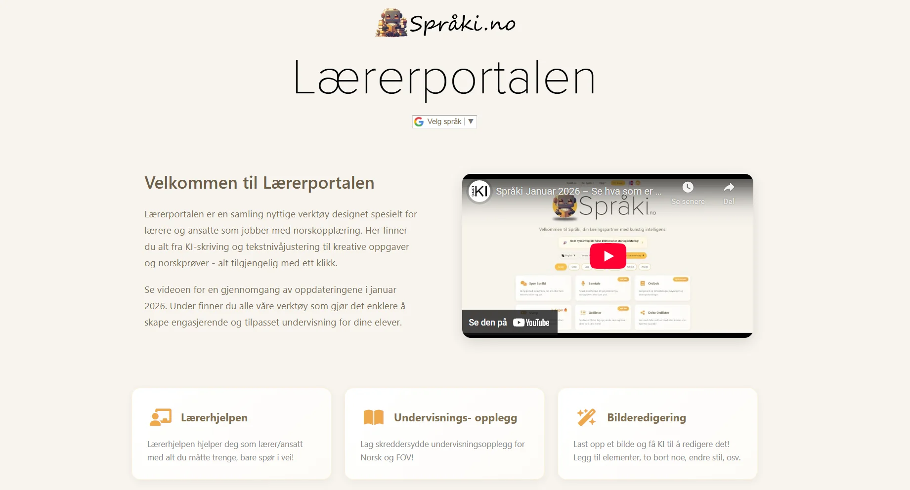 Lærerportal i Språki